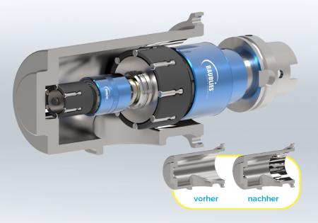 Baublies Stufen-Rollierwerkzeug als Anwendungsbeispiel für Stufenbohrungen