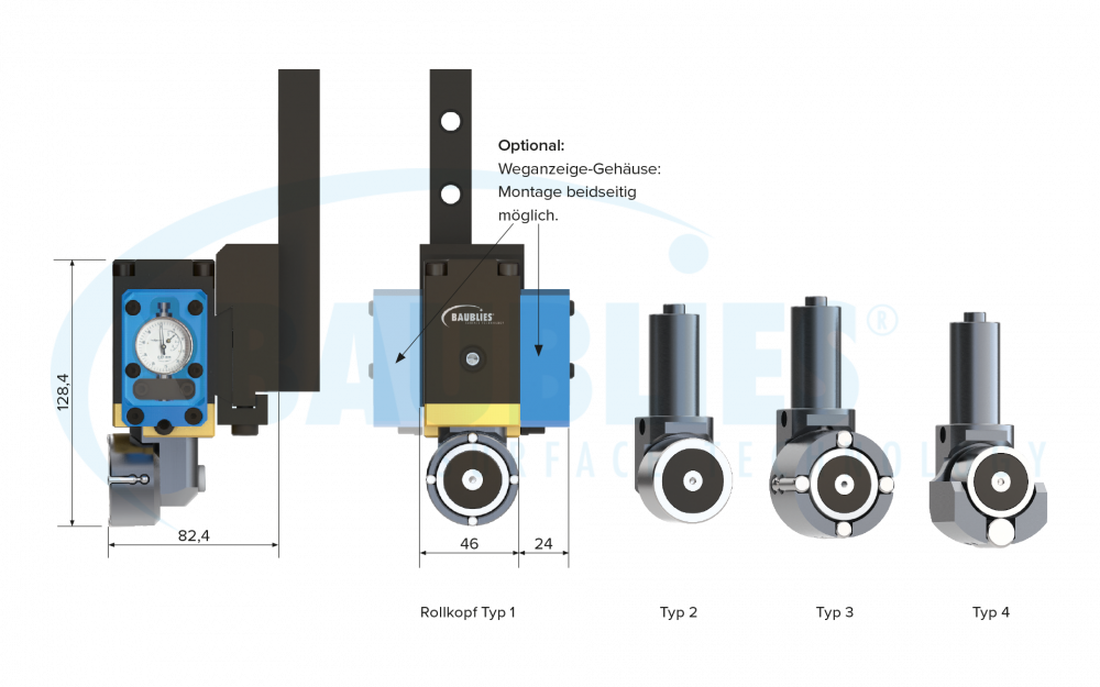 Baublies Einrollen-Rollierwerkzeug Modulares System für die zylindrische Außenbearbeitung von Wellen/mit Bund
