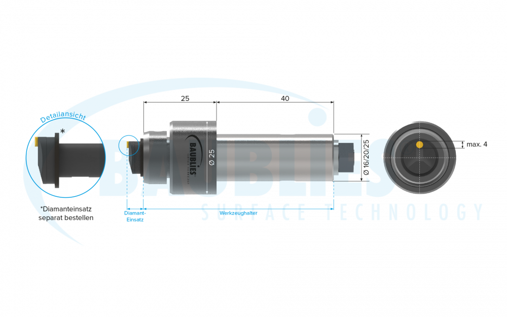 Zeichnung Baublies Diamant-Glättwerkzeug zur Bearbeitung von Planflächen