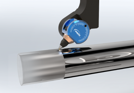 Baublies Diamantglättwerkzeug Variabel glättet eine Vorderradgabel eines Fahrrads mit einem Diamanten.