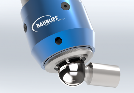 Anwendungsbeispiel für ein Kugelrollierwerkzeug von Baublies: Glätten eines Kugelbolzen